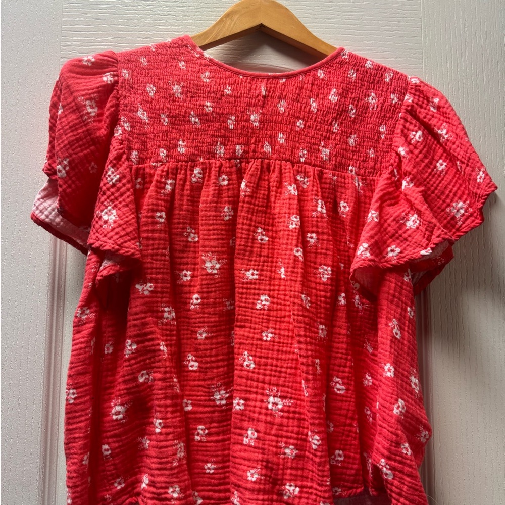 LuLaRoe Red Floral Blouse